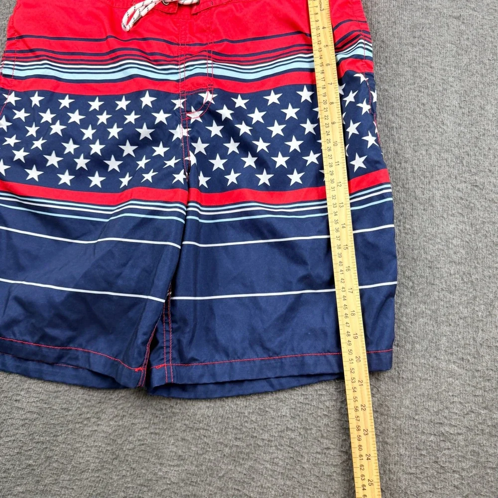 Goodfellow & Co Swim Trunks Men's‎ L Red Blue Stars Stripes American Flag Shorts